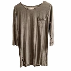 Brochu Walker Gray Linen Silk Pocket‎ Tunic Tee